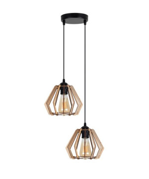 Lampa  plafoniera 2xE27 Brylant Drewniany BERGO 002 Loft Retro czarna