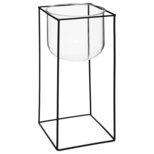 Wazon szklany na metalowej podstawie Glass