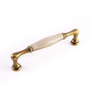 Porcelanowy uchwyt do mebli styl vintage 128 mm kremowa porcelana