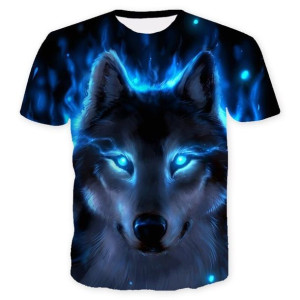 Koszulka męska 3D z wilkiem t-shirt graficzny print 3D wilk XXL CZARNY