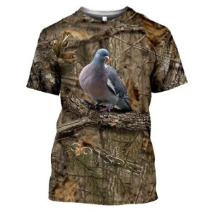 Koszulka męska t-shirt graficzny 3D łowiecka gołąb CZARNY 6XL