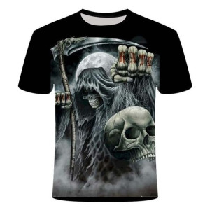 Koszulka męska t-shirt graficzny 3D śmierć z kosą 3XL CZARNY