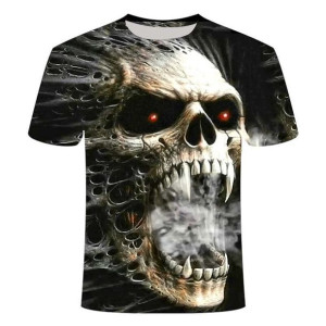 Męski t-shirt koszulka 3D czaszka 3XL CZARNY