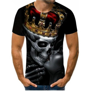 Koszulka męska t-shirt graficzny 3D czaszka w koronie XXXXL CZARNY