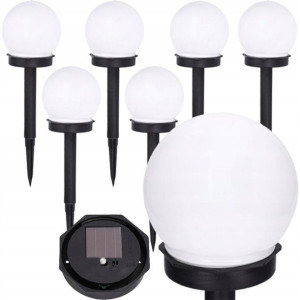 Lampa Solarna Led Kula Ogrodowa Lampy 10cm 6szt