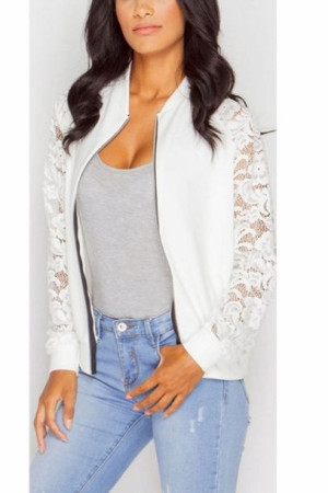 Bluza kurtka bomberka koronkowa S BIAŁY
