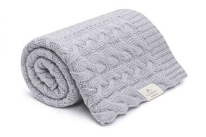 Kocyk warkocz ze 100% wełny merino grey - premium collection my memi