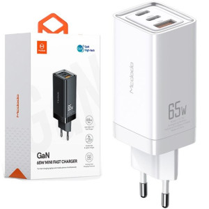 Mcdodo Gan Szybka Ładowarka Usb-c Pd Usb-a Qc 65w Biała