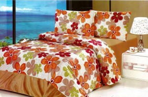 Pościel flanelowa pluszowa 3D 200x220  3-częściowa kwiaty CW-GDM2203-18