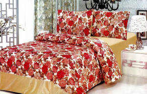Pościel flanelowa pluszowa 3D 200x220  3-częściowa kwiaty róże CW-GDM2203-1