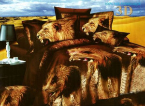 Pościel z efektem 3D rozmiar 160x200  4-częściowa wzór 227-5 lwy