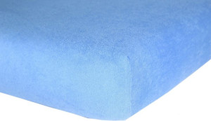 Prześcieradło frotte bawełniane z gumką 200x220 grube błękitne