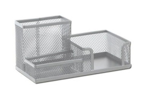 Przybornik Biurko Organizer Metal Siatka Srebrny