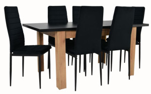 stół + 6 krzeseł welur metal LOFT do salonu pokoju VELVET aksamit