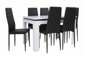 stół biały + 6 krzeseł welur metal LOFT do KUCHNI jadalni VELVET aksamit