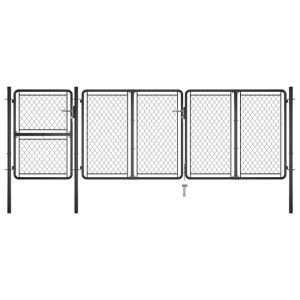 Brama ogrodzeniowa, stalowa, 125 x 395 cm, antracytowa