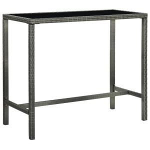 Ogrodowy stolik barowy, szary 130x60x110 cm, polirattan i szkło