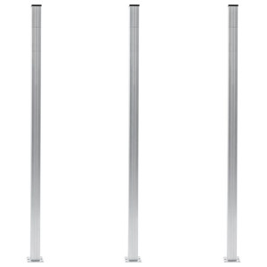 Słupki ogrodzeniowe, 3 szt., aluminium, 185 cm