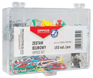 Zestaw - Biurowe Spinacze Pinezki Klipy 153 Szt