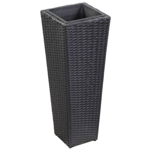 Podwyższona donica ogrodowa, 30x30x80 cm, polirattan, czarna