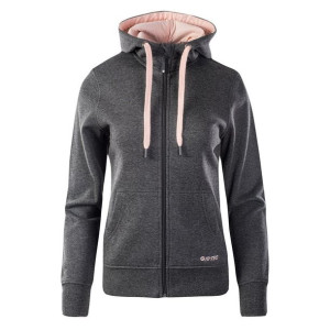 Damska bluza sportowa Hi-Tec Lady Silian z kapturem ciemny szary melanż roz