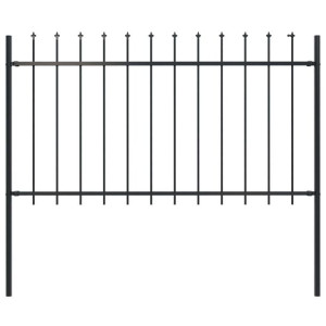 Panele ogrodzeniowe z grotami, stal, 1,7 x 1 m, czarne