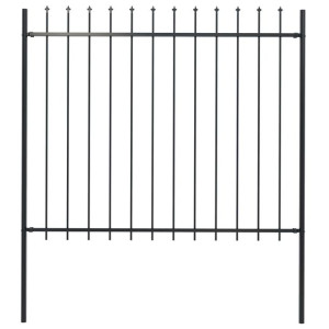Panel ogrodzeniowy z grotami, stal, 1,7 x 1,5 m, czarny