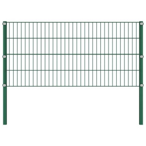Panel ogrodzeniowy ze słupkami, żelazny, 1,7 x 0,8 m, zielony