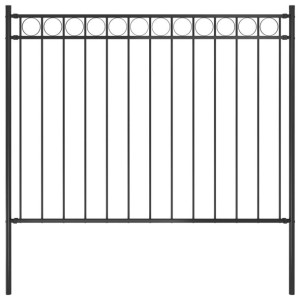 Panel ogrodzeniowy, stalowy, 1,7 x 1,2 m, czarny