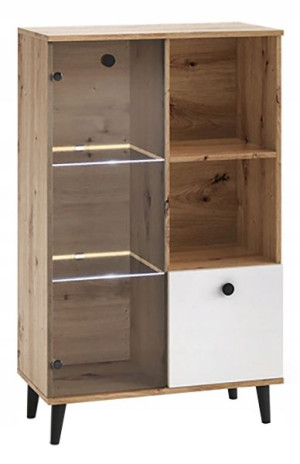 Witryna + LED 80 cm półotwarta z szafką COMO C4