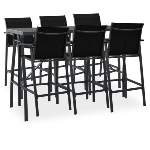 7-cz. zestaw mebli barowych do ogrodu, czarny