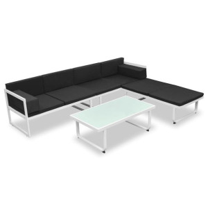 4-cz. zestaw mebli do ogrodu z poduszkami, aluminium, czarny