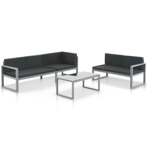 3-częściowy zestaw wypoczynkowy do ogrodu, aluminium, czarny