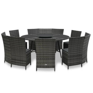 7-cz. zestaw mebli ogrodowych z poduszkami, rattan PE, szary