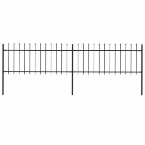 Ogrodzenie z prętów z grotami, 3,4 x 0,8 m, stalowe, czarne
