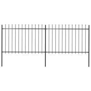 Ogrodzenie z prętów z grotami, stalowe, 3,4 x 1,2 m, czarne