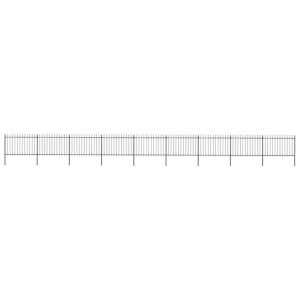 Ogrodzenie z prętów z grotami, stalowe, 15,3 x 1,2 m, czarne