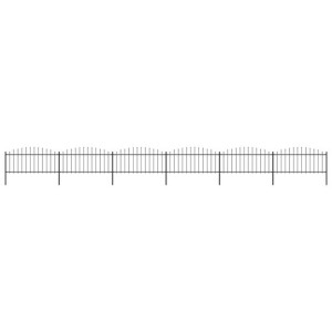 Panele ogrodzeniowe z grotami, stal, (0,5-0,75)x10,2 m, czarne