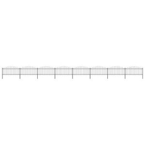 Panele ogrodzeniowe z grotami, stal, (0,5-0,75)x13,6 m, czarne