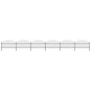 Panele ogrodzeniowe z grotami, stal, (0,75-1) x 10,2 m, czarne