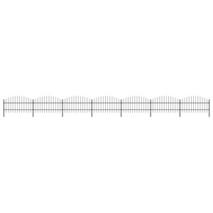 Panele ogrodzeniowe z grotami, stal, (0,75-1)x11,9 m, czarne