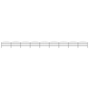 Panele ogrodzeniowe z grotami, stal, (0,75-1) x 15,3 m, czarne
