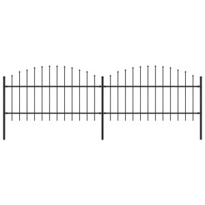 Panele ogrodzeniowe z grotami, stal, (1-1,25) x 3,4 m, czarne