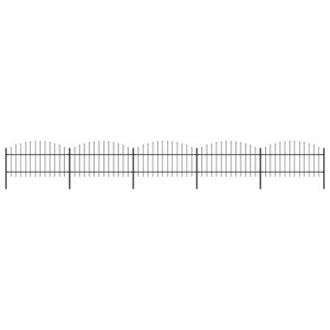 Panele ogrodzeniowe z grotami, stal, (1-1,25) x 8,5 m, czarne