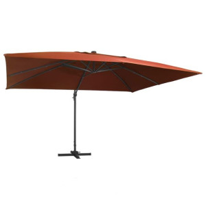 Parasol wiszący z LED, terakota, 400x300 cm