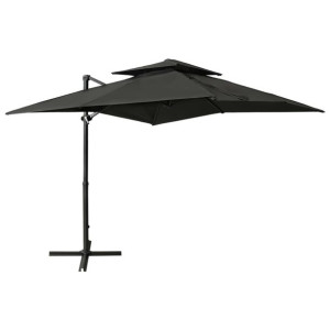 Parasol wiszący z podwójną czaszą, 250x250 cm, antracytowy