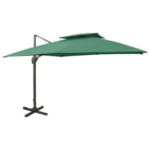 Parasol wiszący z podwójną czaszą, 300x300 cm, zielony