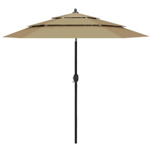 3-poziomowy parasol na aluminiowym słupku, taupe, 2,5 m