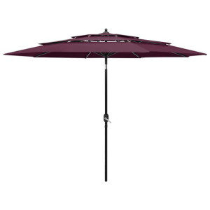 3-poziomowy parasol na aluminiowym słupku, bordowy, 3 m
