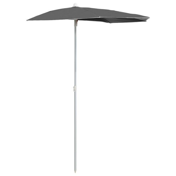Półokrągły parasol ogrodowy na słupku, 180x90 cm, antracytowy